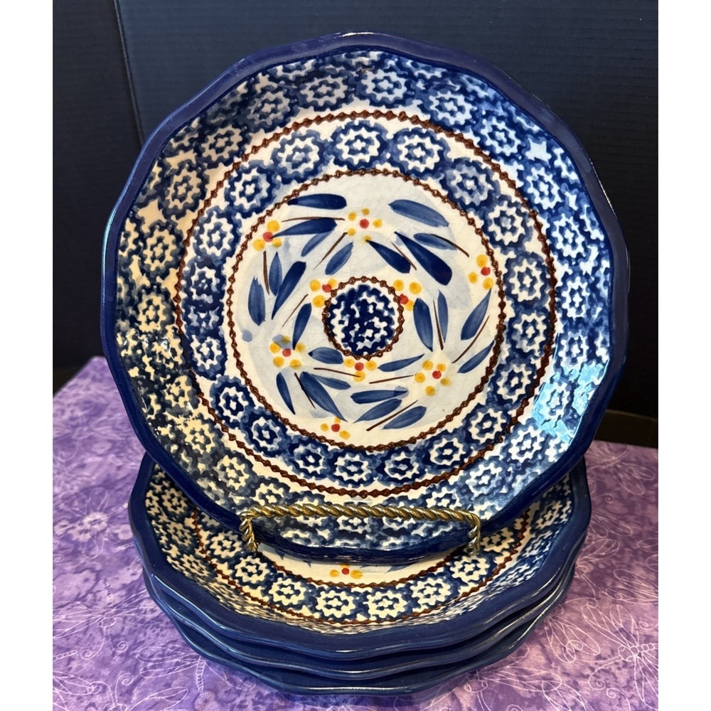 Temptations by Tara Old World Blue Floral‎ Scalloped Salad Plates Plate Set Of 4